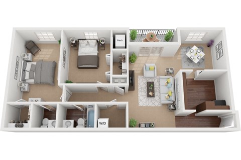 2 Bedroom 1.5 Bath Canton Floor Plan A at Courthouse Square Apartments, Towson, MD, 21286